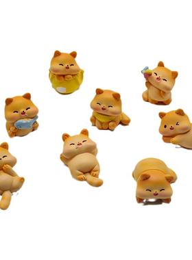 仿真动物创意可爱胖胖小猫咪公仔橘猫模型树脂微缩摆件桌面装饰品