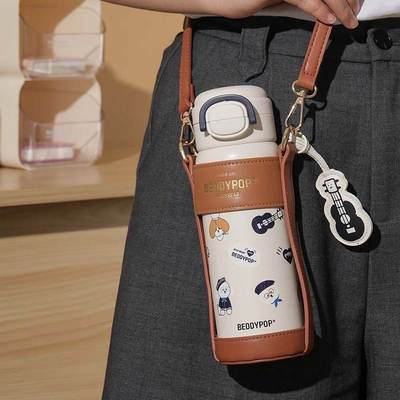 杯具熊盛开双饮保温杯男女水杯子便携学生上学儿童吸管杯直饮颜值