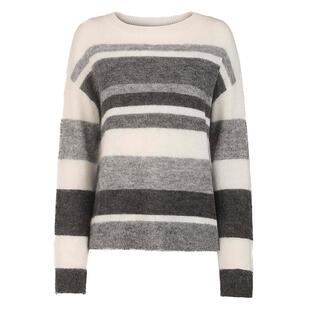 sdeer圣迪奥女装春秋装罗纹圆领撞色条纹宽松针织衫S253Z3524