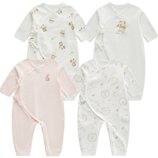 拉比婴儿连体衣2件装纯棉护肚保暖2025四季新款新生儿哈衣爬服2件