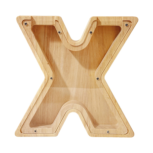 半透明木制字母存钱罐储蓄罐硬币零钱收纳盒摆件创意儿童生日礼物