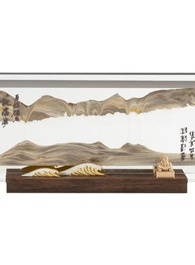 马鹿×西泠印社观沧海流沙画龙铜摆件装饰办公室礼物送领导高档