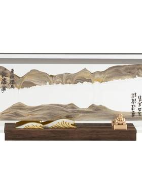 马鹿×西泠印社观沧海流沙画龙年铜摆件装饰办公室礼物送领导高档