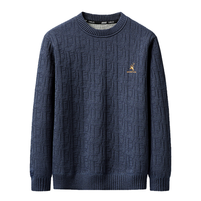 雪中飞毛衣男秋冬季外穿内搭加绒加厚保暖针织衫中青年宽松圆领衫