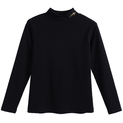 磨毛加厚纯棉半高领打底衫长袖t恤女修身内搭2025新款春秋冬上衣