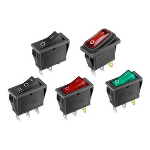 KCD3船型开关小型电炒锅电饭煲电源按钮开关3脚2档防水带灯16A