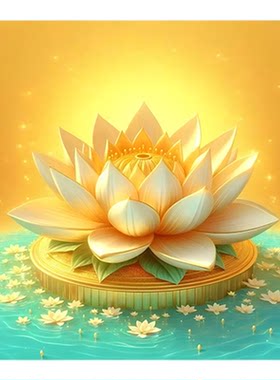 中式佛光莲花玄关客厅防水墙贴纸