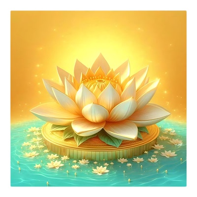 中式佛光莲花玄关客厅防水墙贴纸