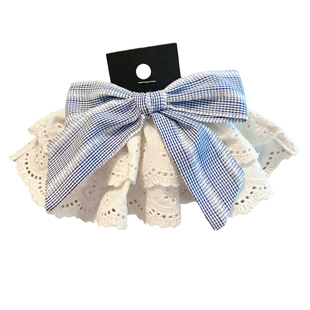 韩国甜美显白蕾丝裙摆蝴蝶结懒人弹簧夹发夹高级感气质马尾夹发卡