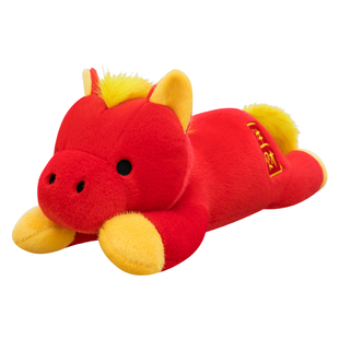 原创生财小马毛绒玩具公仔长条抱枕床上睡觉夹腿玩偶布娃娃超大号