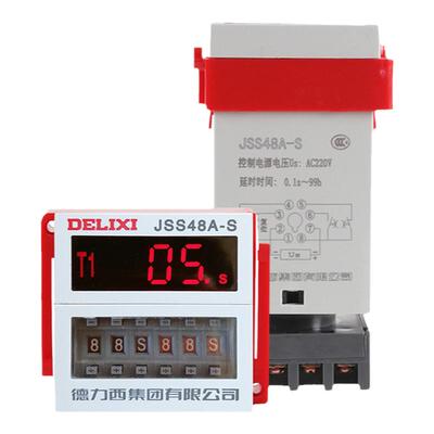 德力西时间继电器JSS48A-S数显循环型控制0.1S-99H AC220v 24v