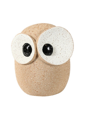 现代侘寂抽象卡通猫头鹰陶瓷摆件