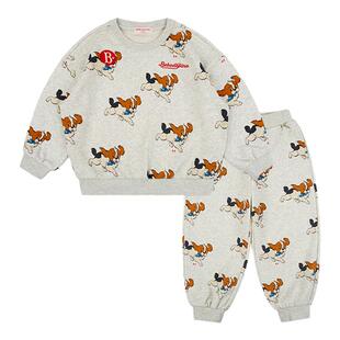 BEBEDEPINO贝贝品诺秋装新满印小狗运动衫卫衣裤子儿童套装