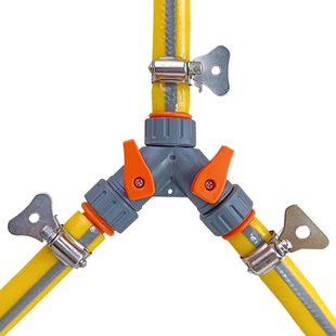 德漪4分6分三通带开关阀门宝塔Y型三通软管快接头水管转接分水器