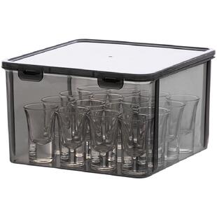 白酒杯分酒器收纳盒透明小酒杯架收纳神器防尘酒杯玻璃杯子置物架