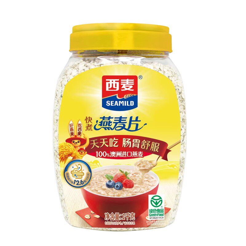 西麦快煮纯燕麦片1kg桶装