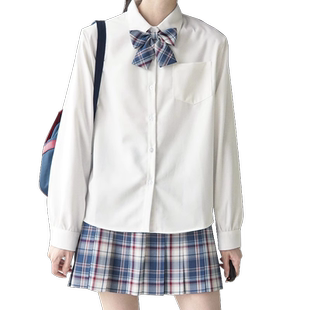 【刺篇】jk制服日系长袖角襟丸襟衬衫 基础款黑白尖领圆领衬衫 女