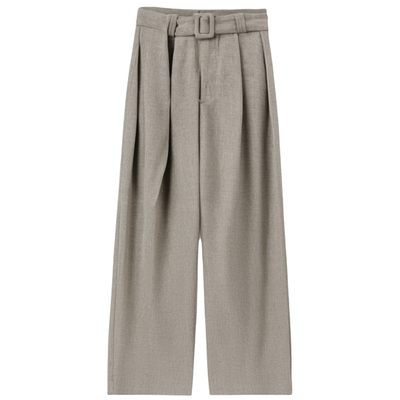 长裤宽松直筒复古腰带休闲裤