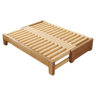 橡胶木实木床客厅榻榻米抽拉床午休单人床1米2伸缩床小户型沙发床