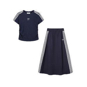 楠哥微胖复古美式时尚套装女大码胖mm高腰显瘦运动休闲新款两件套