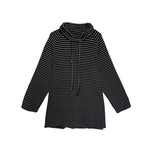 长款遮屁股双面绒条纹打底衫女200斤加大码胖mm高领宽松长袖T恤