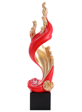 风生水起摆件红色招财入户玄关客厅高档电视柜壁龛装饰品旺宅乔迁