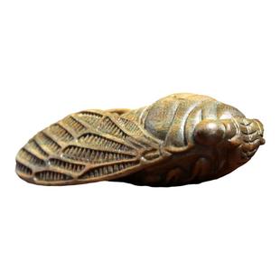 天然绿檀木一鸣惊人金蝉知了摆件文玩手把件盘玩一体雕刻桌面装饰