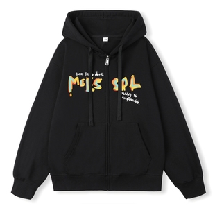 Mcessol设计师原创品牌涂鸦英文字母印花套头拉链卫衣外套男女