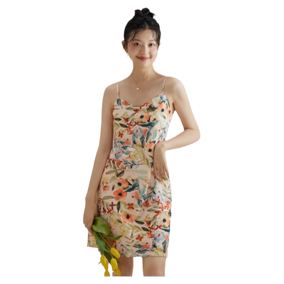 碎花油画风ONEMORE吊带裙