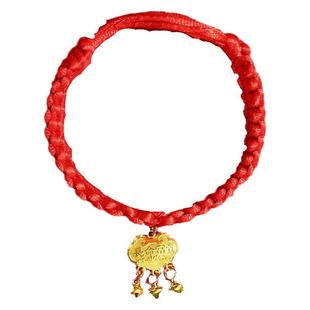 猫咪项圈新年喜庆风围脖装饰带铃铛长命锁猫项链无声铃铛脖圈颈圈