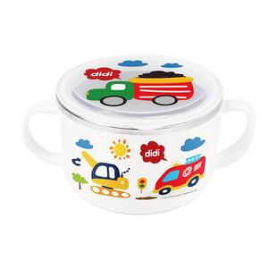 联扣韩国进口儿童316不锈钢碗餐具防烫小汽车饭碗汤防摔婴儿水杯