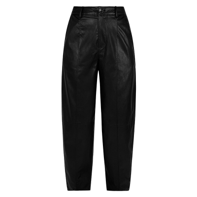 宽松阔腿裤时尚高级感直筒皮裤