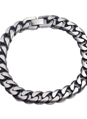 欧美复古钛钢古巴手链男不掉色