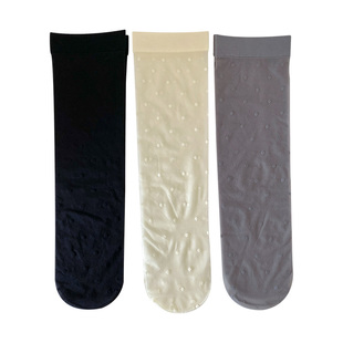 黑色丝袜薄款防勾丝夏季小腿袜波点黑丝性感长袜超薄女生JK半筒袜