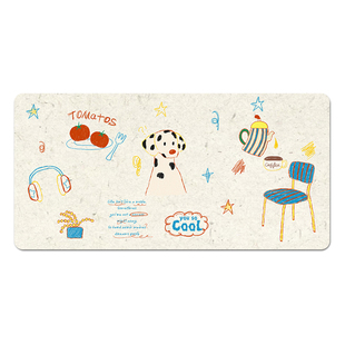 花间词斑点狗鼠标垫桌垫办公超大女生桌面办公高颜值工位键盘垫子