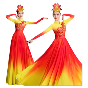 现代大气开场舞大摆裙演出服女我和我的祖国大型舞蹈服装舞台长裙