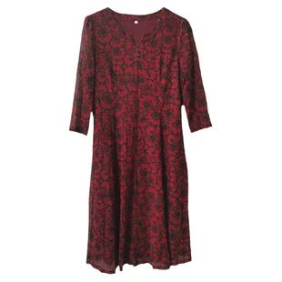 中年妈妈装气质裙子新款阔太太时尚高贵台湾纱春夏季七分袖连衣裙