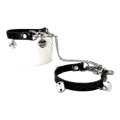 逆环蛇纹真皮脚链925纯银铃铛