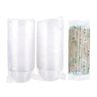 一次性餐具碗筷套装家用汤碗饭盒筷子加厚塑料圆形打包快餐盒批发