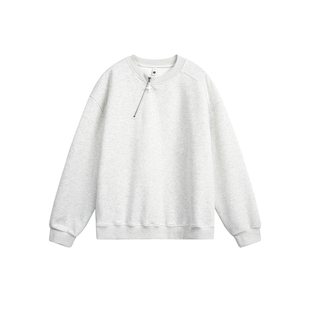 ALLIN 金属侧拉链套头卫衣男春秋纯色重磅落肩袖宽松休闲情侣外套