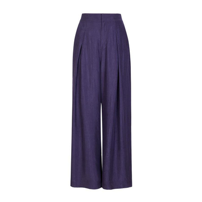 婉甸2026夏季新品琉璃紫醋酸中高腰无弹垂感优雅阔腿裤1252P21YD5