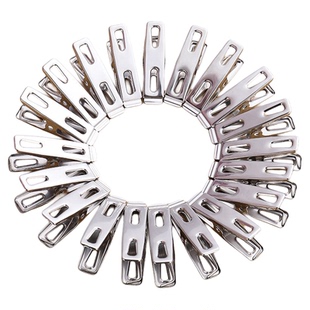 20只装不锈钢夹子扁平口晾衣服夹家用铁夹子防风夹晾晒夹袜子夹