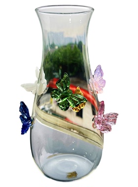 高颜值家用高硼硅玻璃蝴蝶花瓶家用插花器桌面摆件SQ