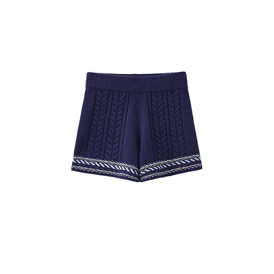 费尔岛撞色针织短裤休闲裤