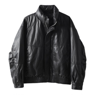 特价 冬季PU皮防风抗寒灰鸭绒羽绒皮衣机能风boxy短宽版型外套男