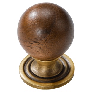 新中式复古胡桃木拉手衣橱柜门把手抽屉黄铜中古风圆球小拉手大全