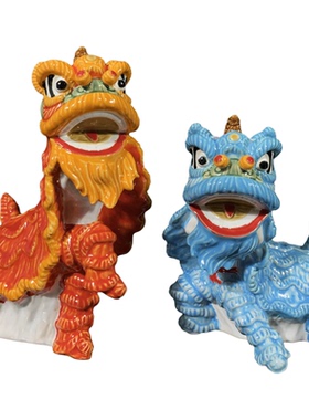 陶瓷醒狮舞狮摆件乔迁开业送礼