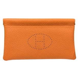 H家长款钱包女镂空收纳零钱袋真皮2025自闭合夹口钱夹 口红化妆包