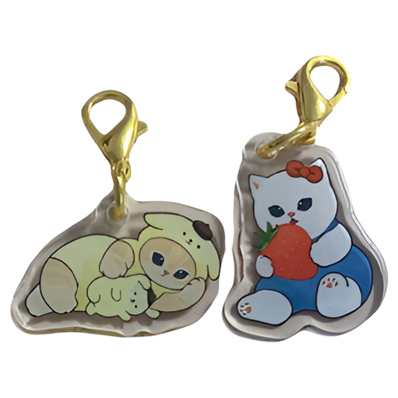 新品 鲨鱼猫Mofusand三利欧亚克力拉链扣钥匙扣3cm挂件坠饰礼品