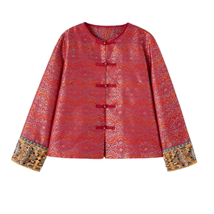 雅静靓衣2026年春款新中式高级提花面料重工刺绣袖口短外套女装